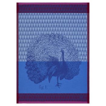 Le Jacquard Francais Tea Towel Planche Animaliere Paon Azur