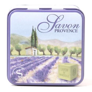 Soap tin made of sheet metal with motif of Provence BE01